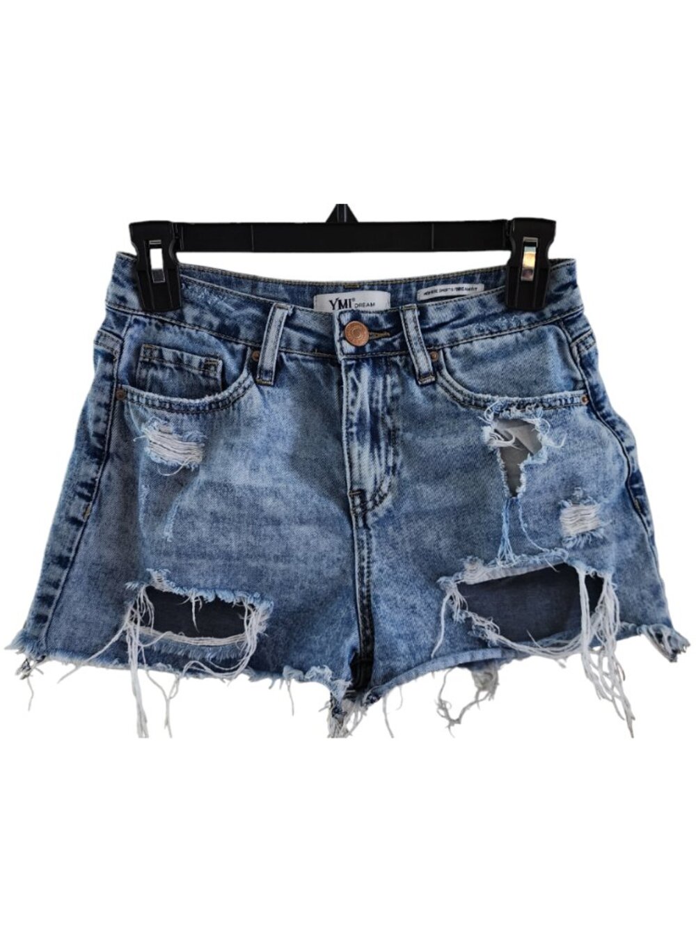 YMI Dream Size 1 / Size 25 Denim Jean High Rise Shorts Distressed Ripped
